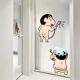 蜡笔小新卡通厕所浴室玻璃门贴纸防水墙贴卫生间推拉门防撞装 饰