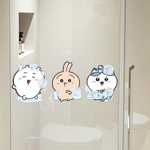 吉伊卡哇chiikawa浴室镜子贴纸自粘卫生间神器装饰小图案玻璃ins