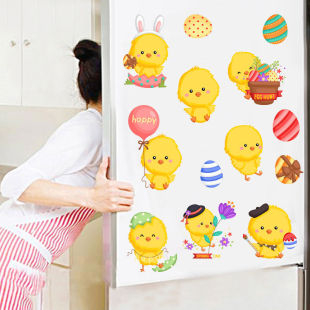 冰箱贴纸翻新贴卡通贴画双开门贴纸自粘装饰画3D立体创意北欧可爱
