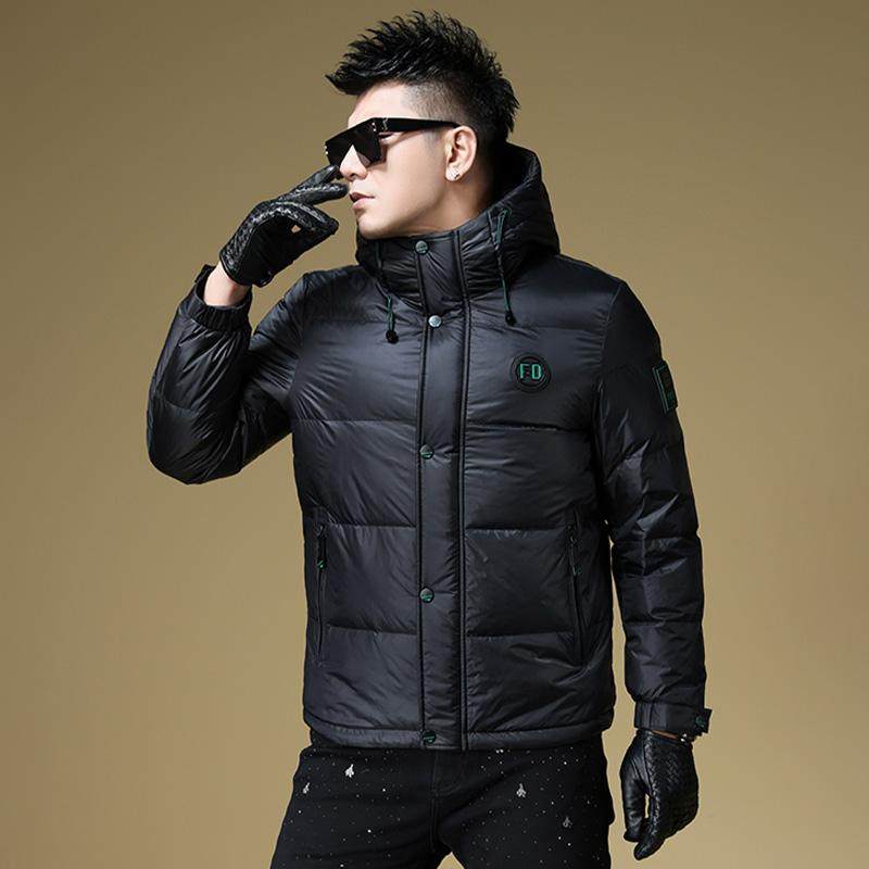 欧洲站男士高端白鸭绒羽绒服男款冬季潮牌高级感连帽防寒服外套男