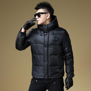 欧洲站男士高端白鸭绒羽绒服男款冬季潮牌高级感连帽防寒服外套男