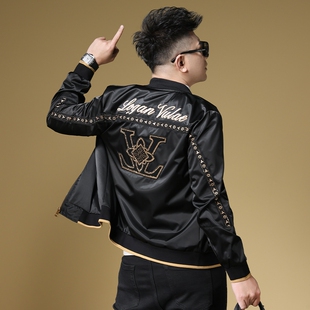 欧美夹克男士高级感春秋季潮牌刺绣棒球服男款春装痞帅休闲外套男
