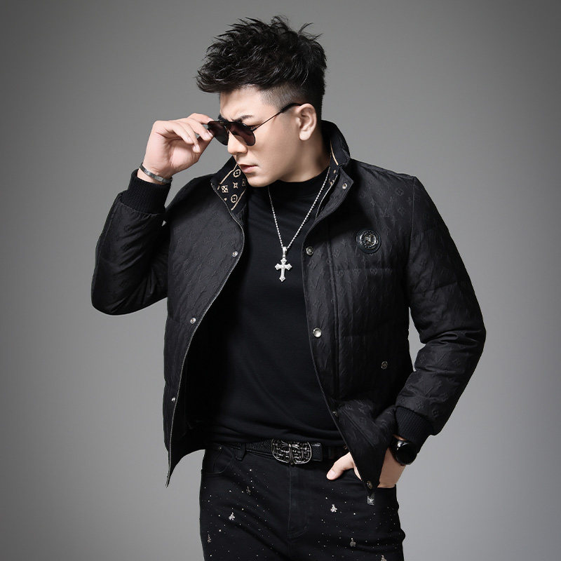 欧洲站新款冬季高端潮牌男士立领短款羽绒服90白鸭绒修身保暖外套