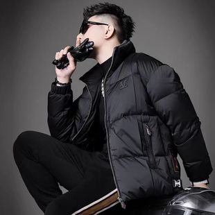 欧洲站高端加厚立领羽绒服男士2025冬季新款防寒服短款外套上衣男