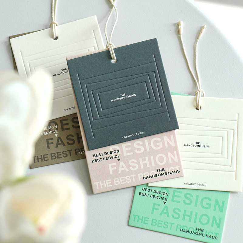 深压凹文艺风清新女装吊牌