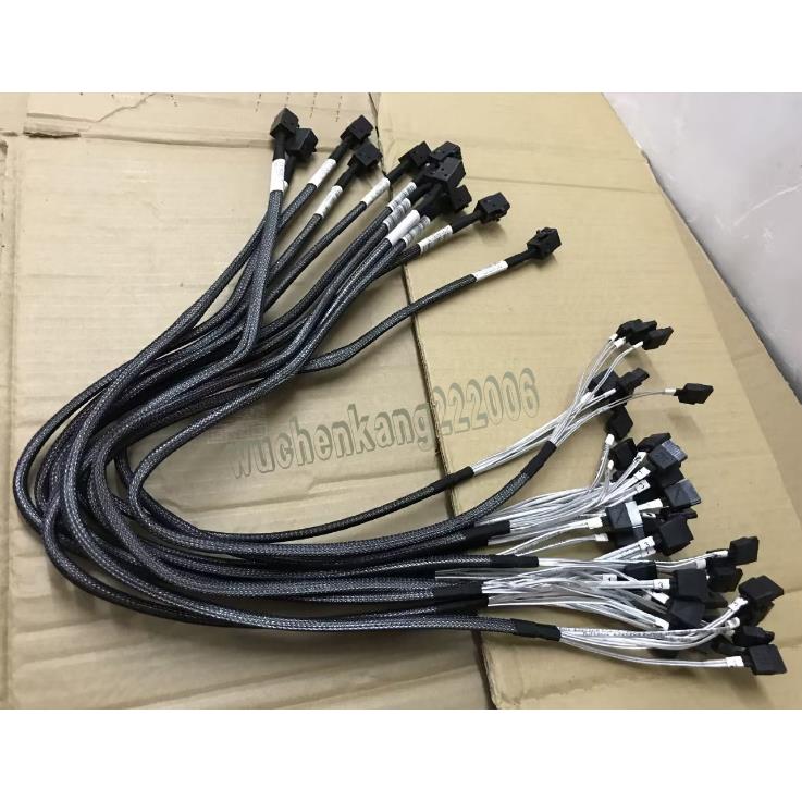 安费诺反向Mini SAS线主板4个SATA 转SFF-8643背板12G逆向数据线