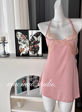 性感露背睡衣女款夏轻奢蕾丝诱惑高级感睡裙