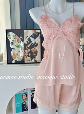 性感睡衣2025夏季纯欲风带胸垫冰丝薄款法式吊带套装