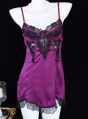 甜美蕾丝大码性感露背睡衣女带胸垫钢圈家居服套装纯欲吊带睡裙夏