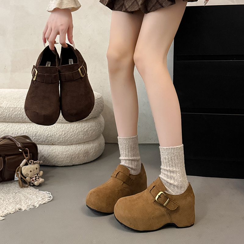 秋季新款一脚蹬休闲增高勃肯鞋女