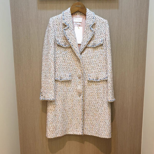 韩国代购 美夏正品MICHAA 24秋冬小香风中长款外套 MIO8WJK140