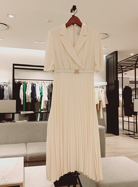 韩国代购 美夏MICHAA腰带收腰时尚百褶连衣裙MIN5-WOP-160