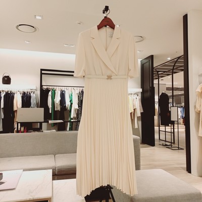 韩国代购 美夏MICHAA腰带收腰时尚百褶连衣裙MIN5-WOP-160