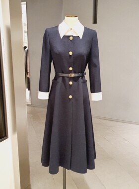 韩国代购MICHAA美夏宋慧乔同款23显瘦气质连衣裙拼色打底裙子