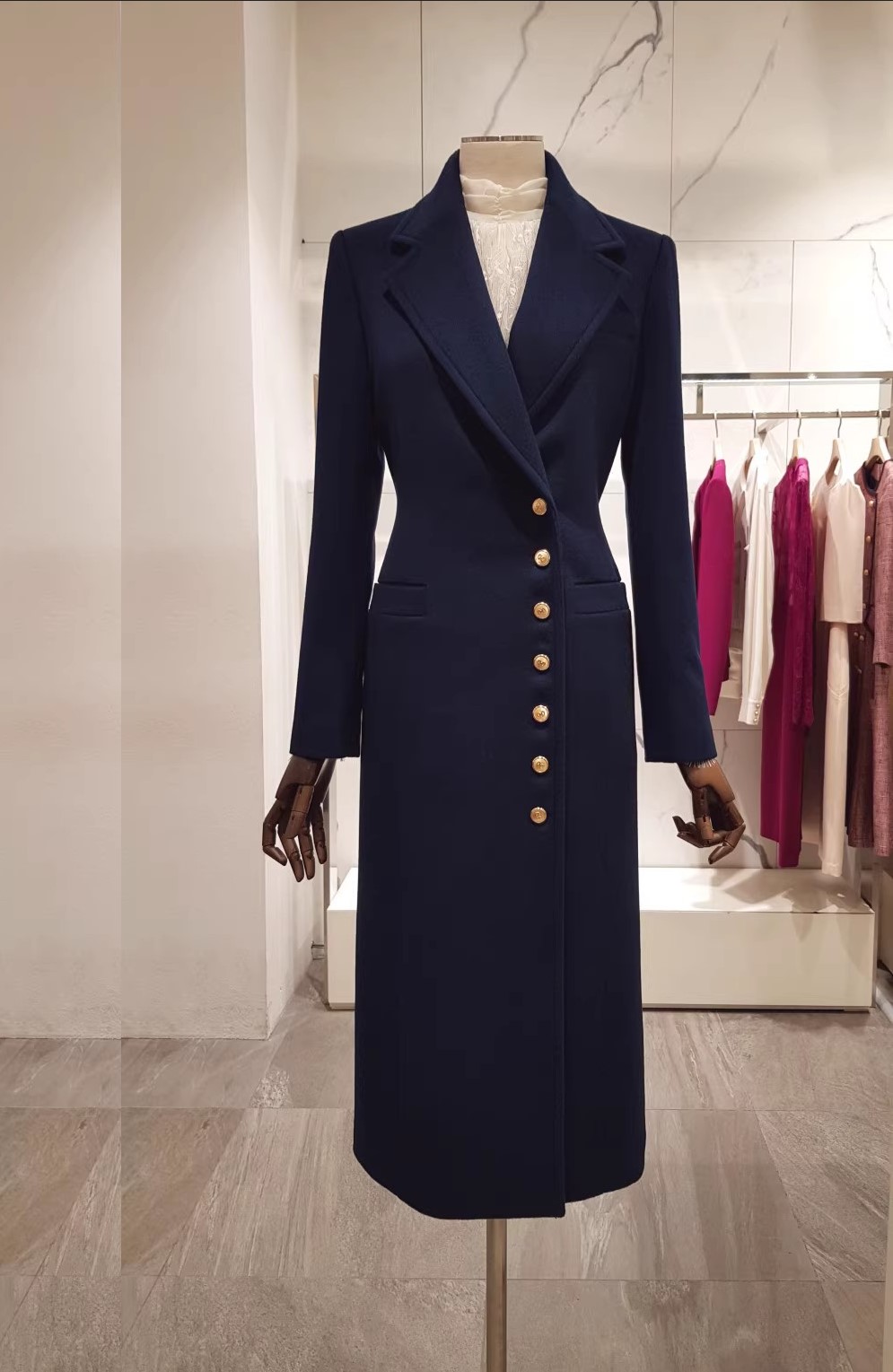 代购韩国正品MOJO.S.PHIN新品莫佐时尚修身优雅长款羊绒毛呢大衣