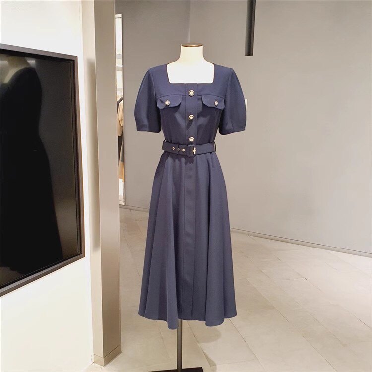 韩国专柜代购 MICHAA美夏正品女装2024夏方领连衣裙 MIO5-WOP-140