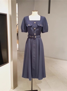 韩国专柜代购 MICHAA美夏正品女装2024夏方领连衣裙 MIO5-WOP-140