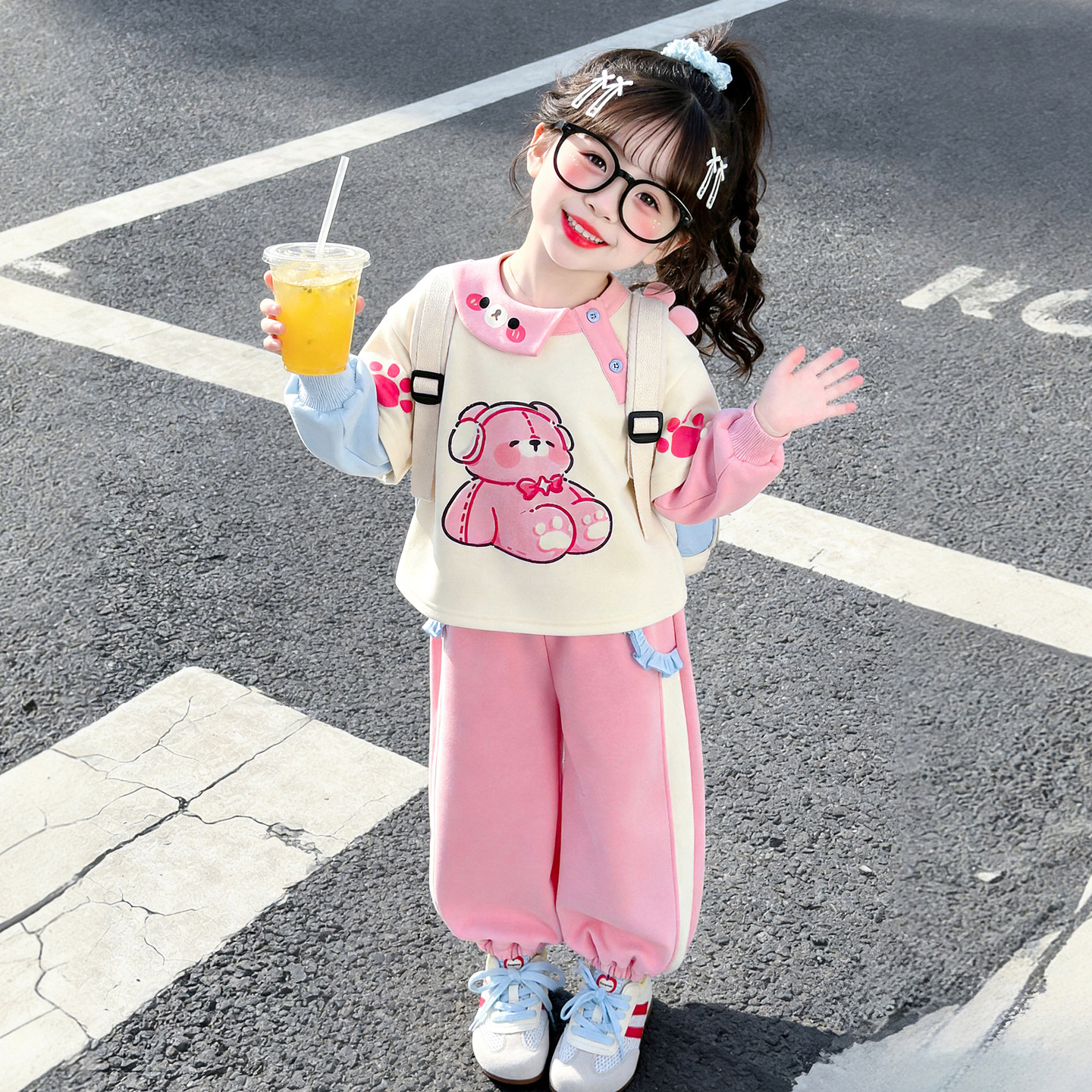 女童套装秋装儿童宝宝衣服2026新款女孩运动春秋小童卫衣休闲裤洋