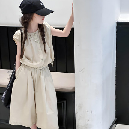 女童韩系穿搭套装夏季2026新款儿童短袖夏装女孩大童又酷又飒童装