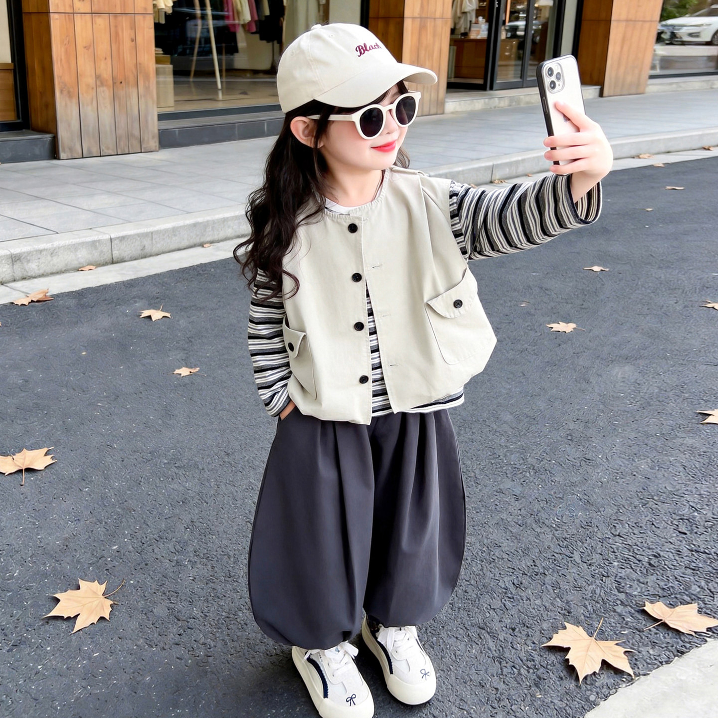女童秋季马甲三件套2026新款潮品