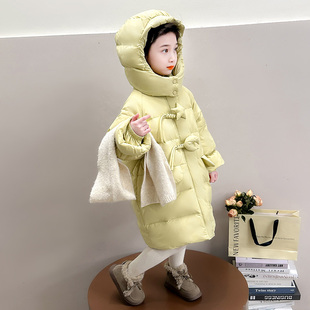 女童2025新款洋气超好看轻薄羽绒服冬季女宝宝过膝中长款加厚外套
