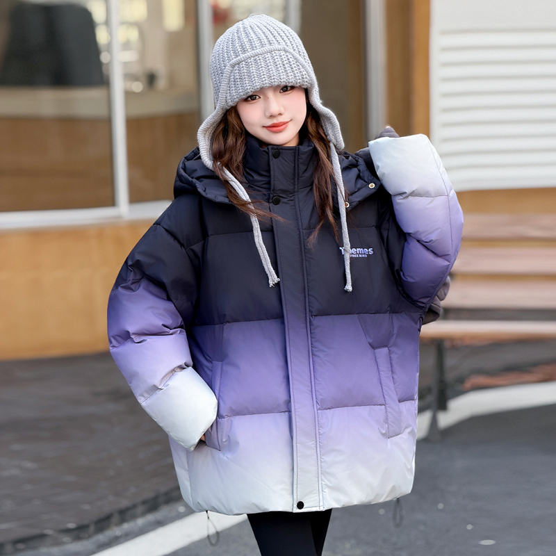 女童羽绒服加厚保暖连帽面包外套