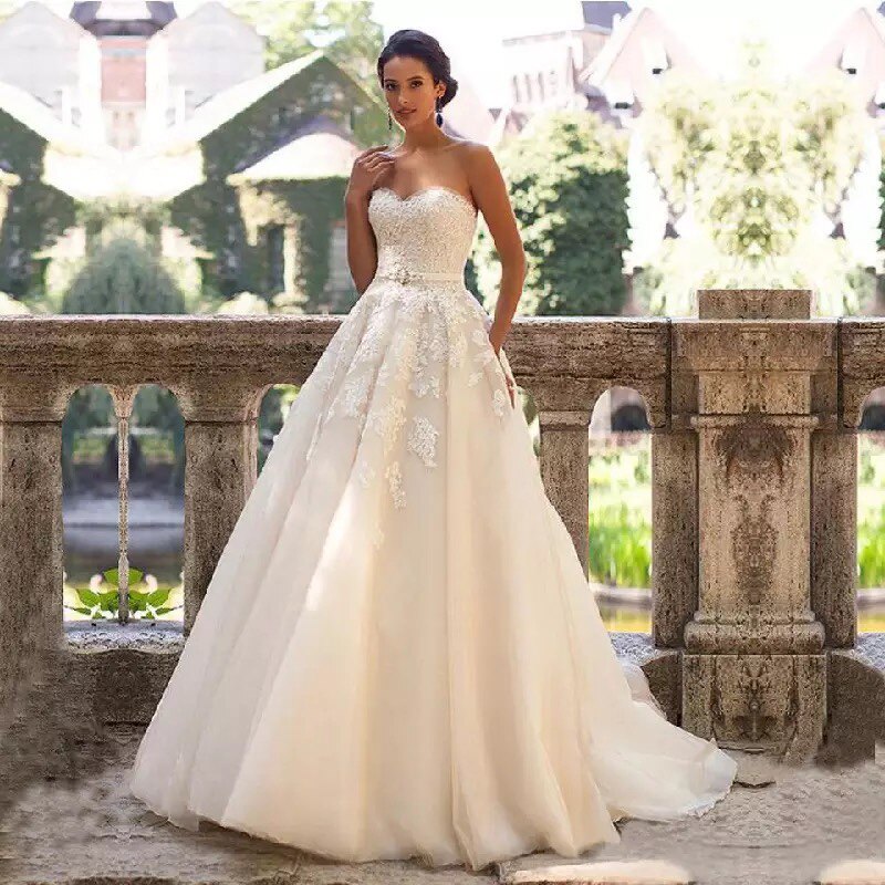 웨딩 드레스 VESTIDOS DE NOVIA 레이스 아플리케 웨딩 드레스