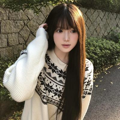 费尔岛提花圆领毛衣女秋冬