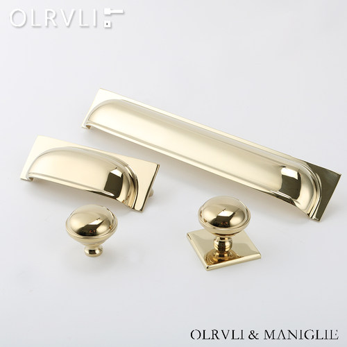 olrvli黄铜实心美式贝壳拉手