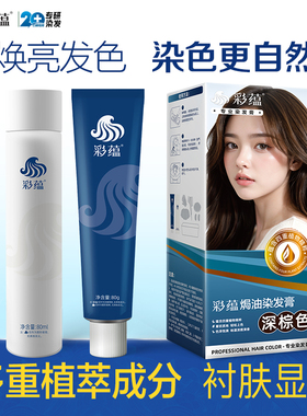 彩蕴潮色染发膏棕红色深棕色染发剂2026流行色男女通用自然纯黑色