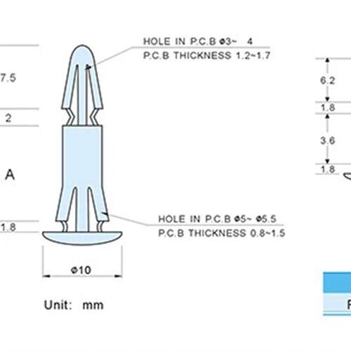 RC尼龙铆钉 PCB板隔离柱 电路板平底间隔柱 塑料飞机头支撑架
