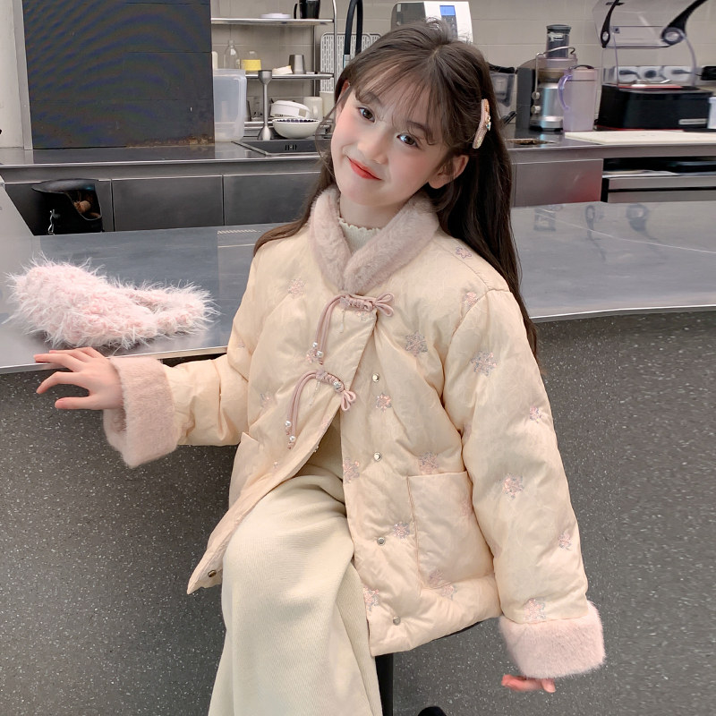 女童冬季新中式盘扣棉服外套