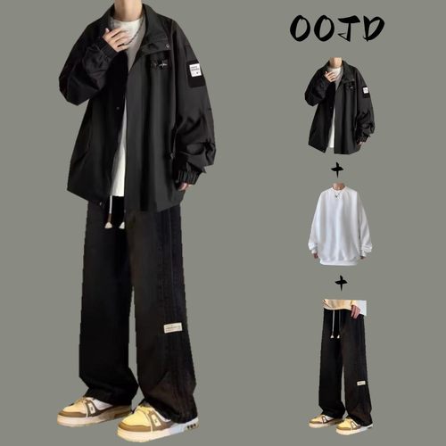 三件套男生休闲潮流套装酷帅穿搭