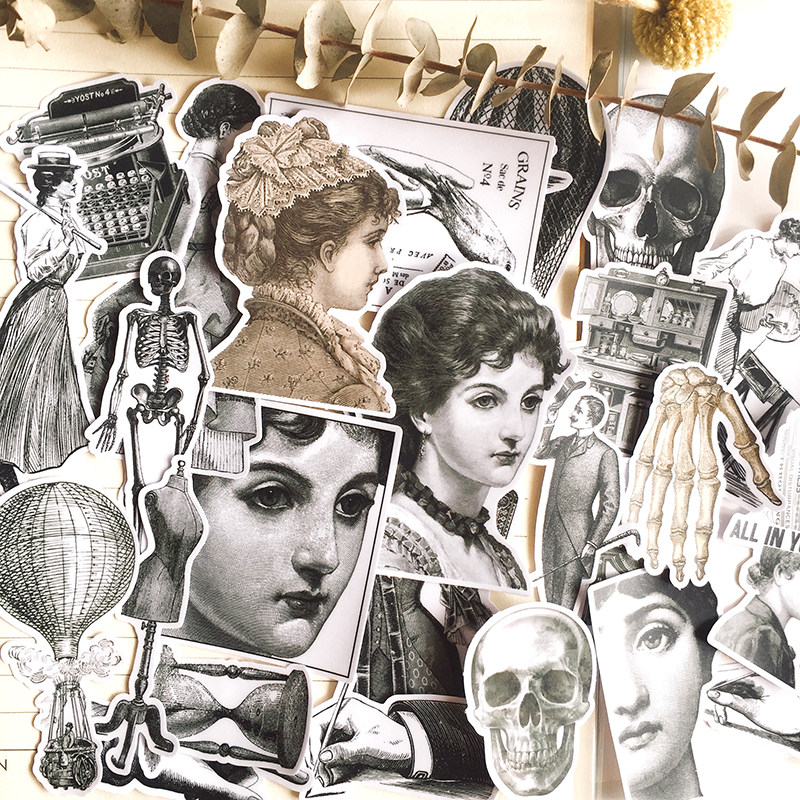 foxdiary background auxiliary black and white Primer Retro Sticker Abstract Portrait diy PDA Stickersin the Electronic Dictionary/Electronic paper book/Stationery , The paper book , Sticker  category - from Buy2taobao.com to provide professional Taobao agent buy service