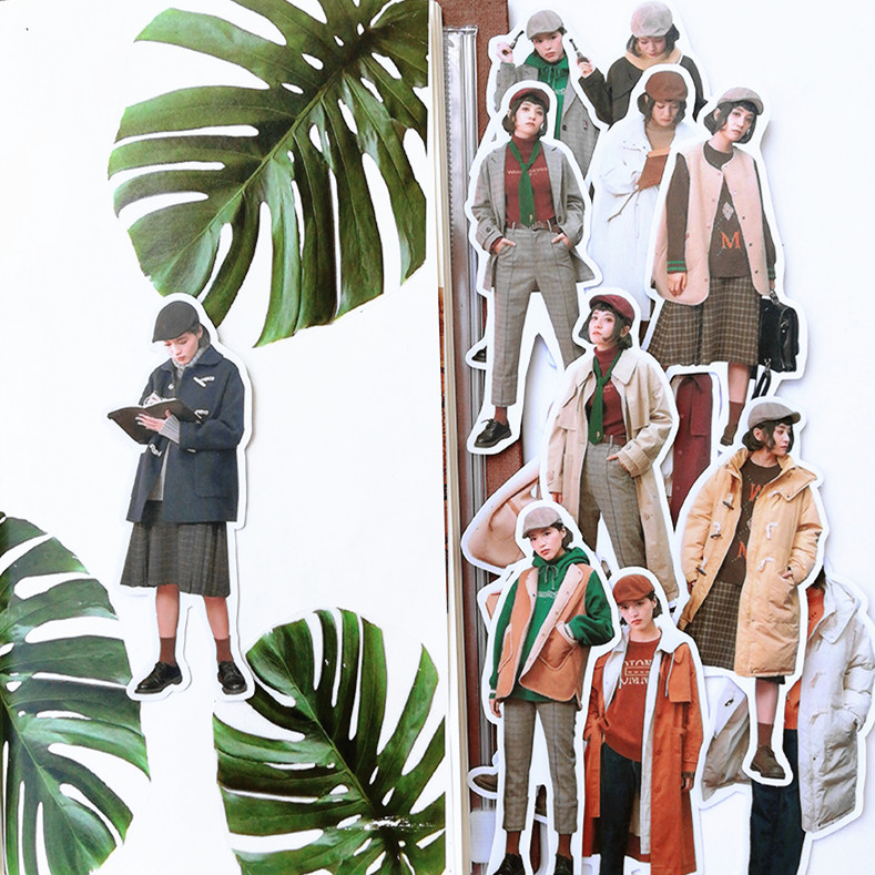 本色时光 日系女装杂志穿搭第五弹 手帐拼贴tn素材贴纸包 满包邮