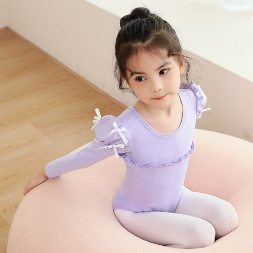 舞蹈服儿童女芭蕾舞裙长袖练功服中国舞连体服秋季蓬蓬裙跳舞衣服