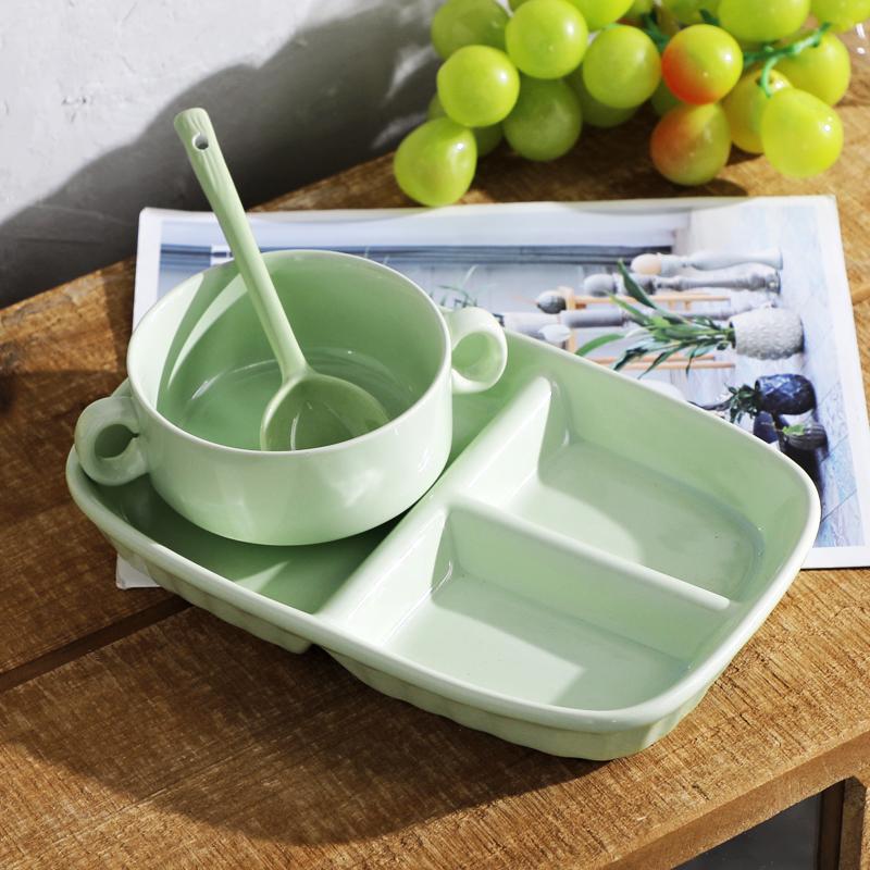 奶油清新风一人食陶瓷碗碟勺餐具