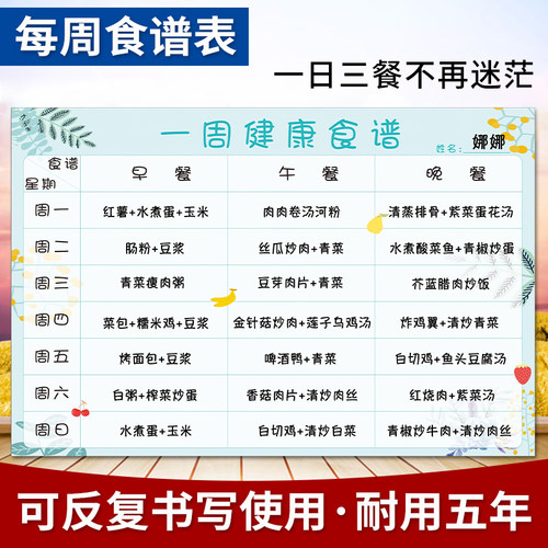 健康宝宝幼儿园一周辅食计划表