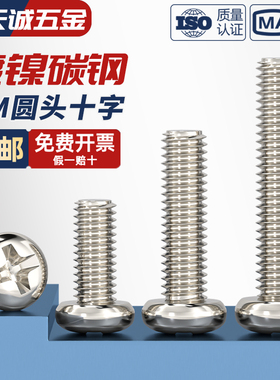 PM 铁镀镍加硬碳钢十字圆头机牙电子小螺丝盘头螺钉M1M2M3M4M5MM6