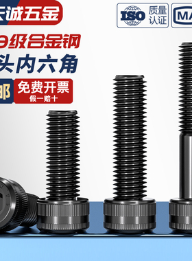14.9级高强度内六角螺丝螺栓合金钢黑色加长螺钉M6M8M10M12M14M16