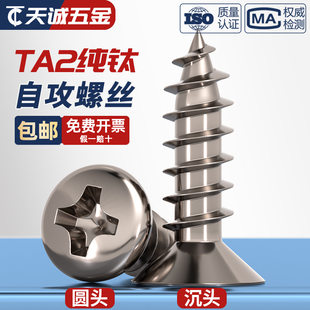 国标TA2纯钛盘头伞头沉头大扁头平头圆头十字自攻螺丝钉M3M4M5mm