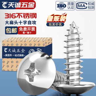 国标316不锈钢十字槽大扁头自攻螺丝 蘑菇头大圆头木螺钉M3M4M5M6