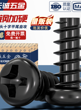 PB加硬铁碳钢黑色圆头十字平尾自攻螺丝盘头小螺钉M1M1.2M2M3M4mm