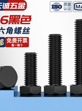 正宗国标黑色316不锈钢外六角螺丝镀黑锌发黑螺栓MM4M5M6M8M10M12