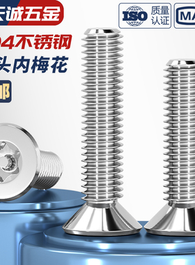 沉头梅花带柱防盗螺丝304不锈钢平头内六角带针螺钉M2M3M4M5M6M8