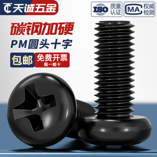 【全网热销】PM加硬黑圆头小螺丝