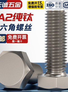 国标TA2纯钛外六角螺丝钉钛合金螺栓M3M4M5M6M8M10M12M14M16M20mm