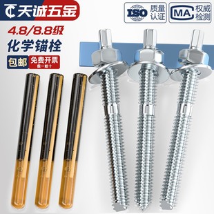 化学膨胀螺栓高强度8.8级镀锌4.8加长化学锚栓螺丝含药剂12M20M24