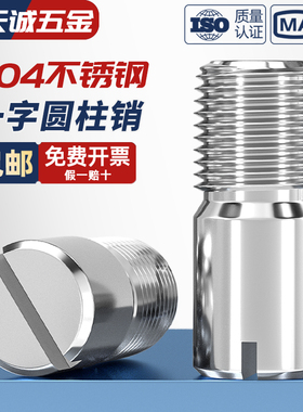 304不锈钢GB878一字槽外螺纹圆柱销定位销轴 M2M2.5M3M4M5M6M8M10