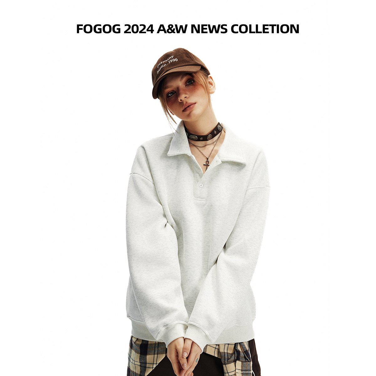 FOGOG美式复古字母印花圆领卫衣